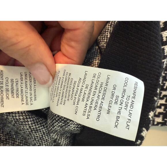 Michael Kors Women’s Size L Turtleneck Cotton Blend Sweater in Black/White - Picture 6 of 11